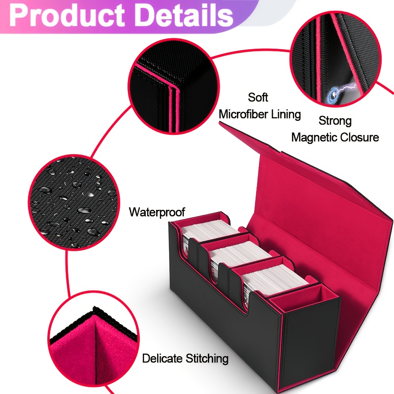 Card Deck Box with Dice Tray for MTG, 4-In-1 Organizer